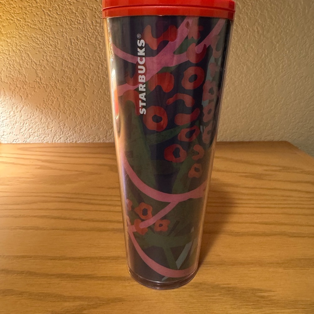 Starbucks Vibrant Floral Tumbler with Red Lid